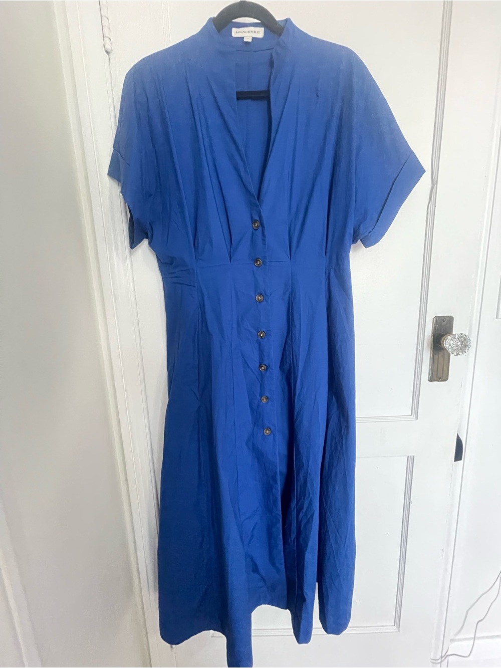 Banana Republic Royal Blue Button-Front Midi Dress